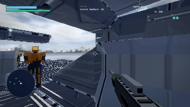 Lockout: a first-person arena with a Spartan-style soldier and a rifle